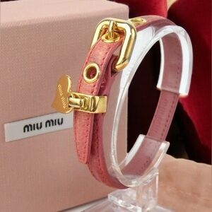 MIU MIU Heart Leather Adjustable Bracelet- Pink 😍💕